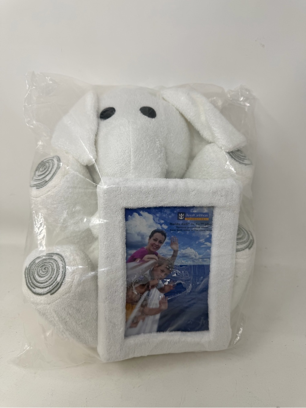 NWT Royal Caribbean Cruise Line Towel Elephant Picture Holder Photo Frame Plush